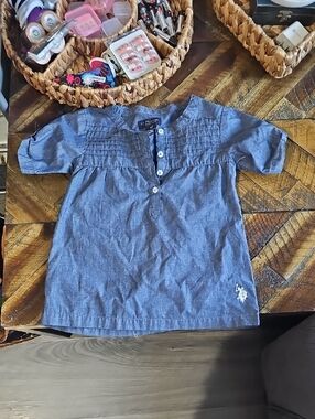 U.S. Polo Assn. Chambray Blue Short Sleeve Henley Dress